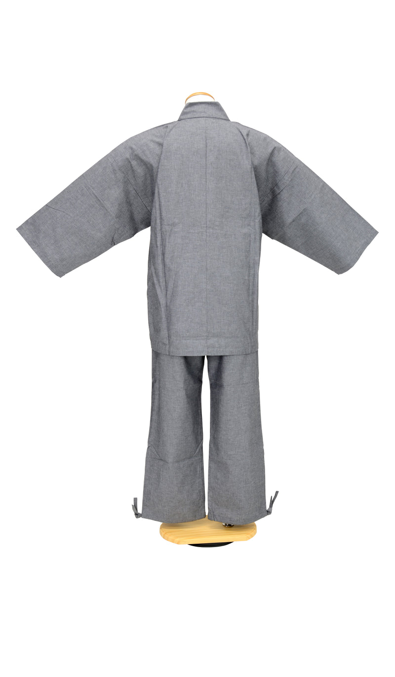 紳士用 作務衣 先染シャンブレー グレー