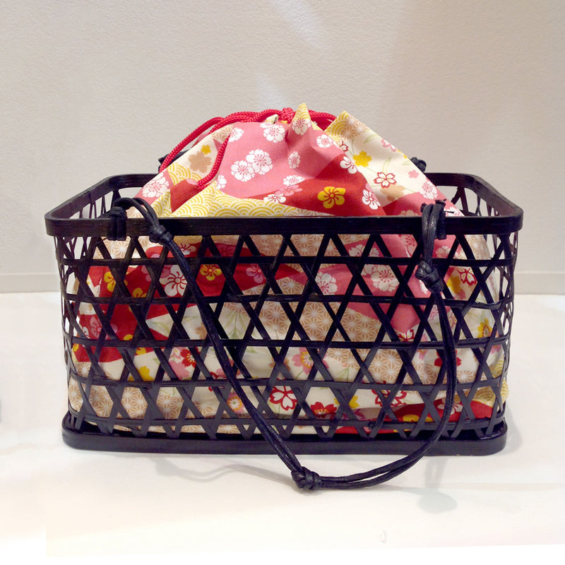 Drawstring basket bag (black)