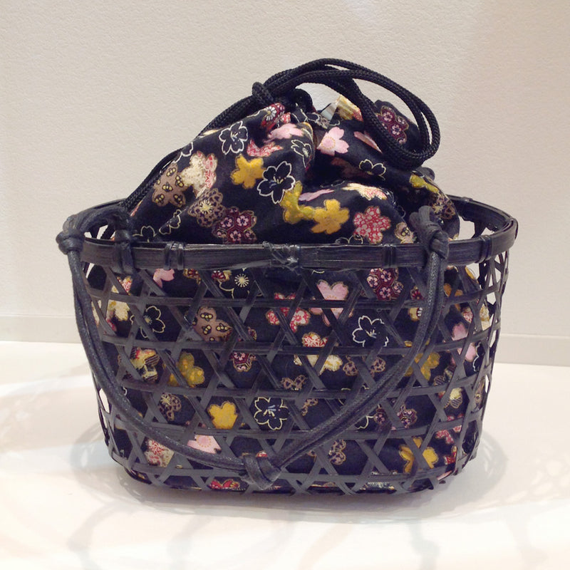 Drawstring basket bag (black)