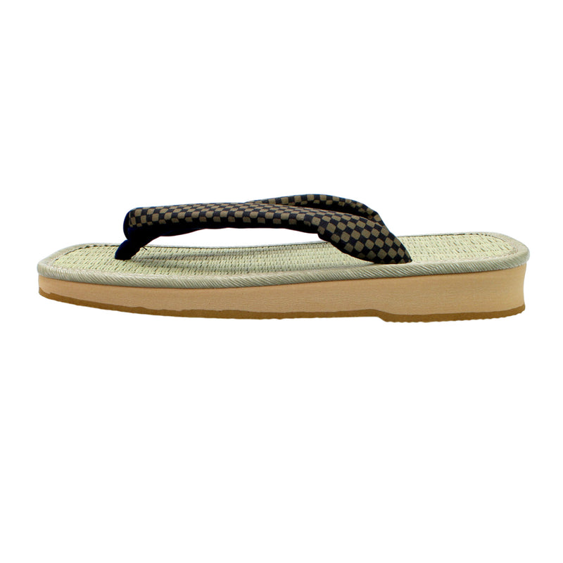 Men's Tatami Geta Sandals with a Checkered Pattern, Made in Japan