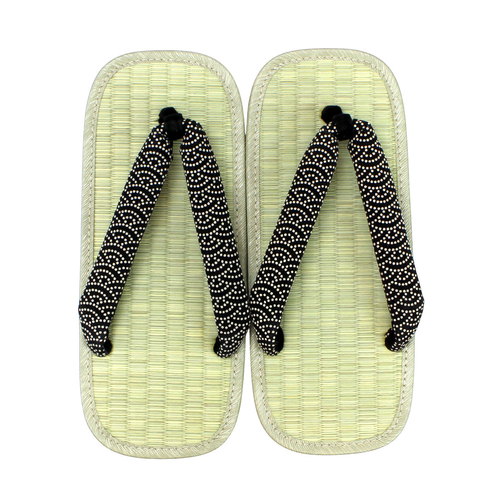 Men's Tatami Geta Sandals with a Seigaiha Pattern, Made in Japan