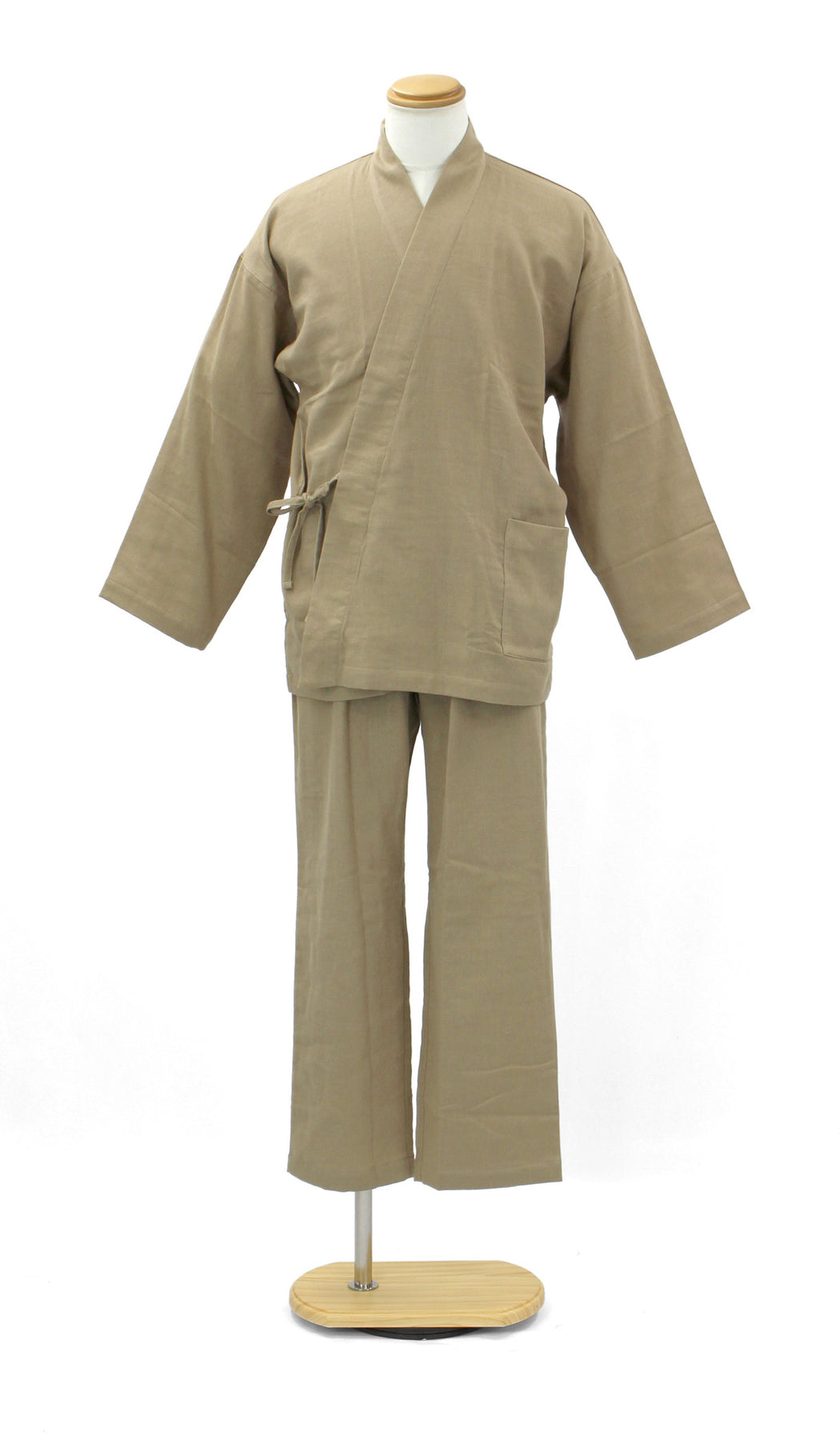 Gauze Samue, Japanese-bleached, double-layered gauze, light brown, uni ...