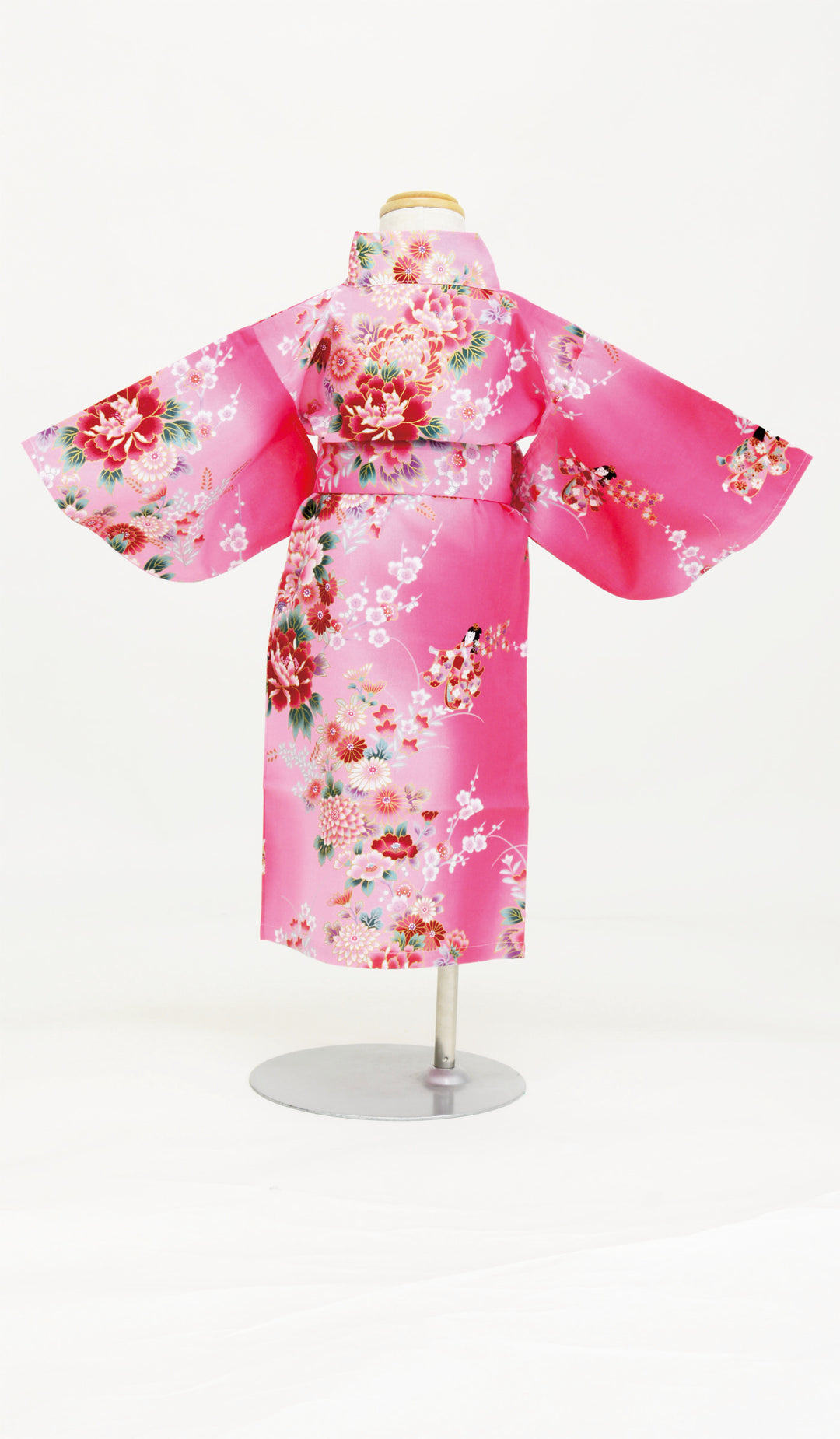 YUKATA ぼかし人形 ピンク｜花舞人形 キッズ浴衣 綿100% 日本製