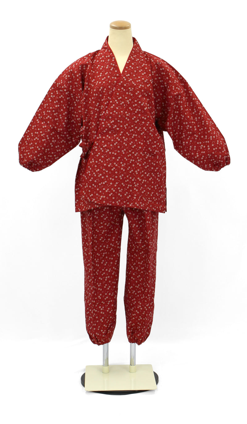 女性用 作務衣  さむえ 総柄 小紋 うさぎ 桜 レディース 婦人用