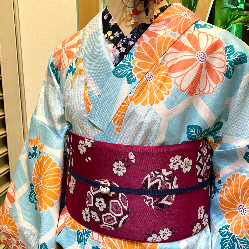 和装・和小物 kon 単衣小紋[扇]｜着物レンタルあき (来店着付け無料・全国配送無料)