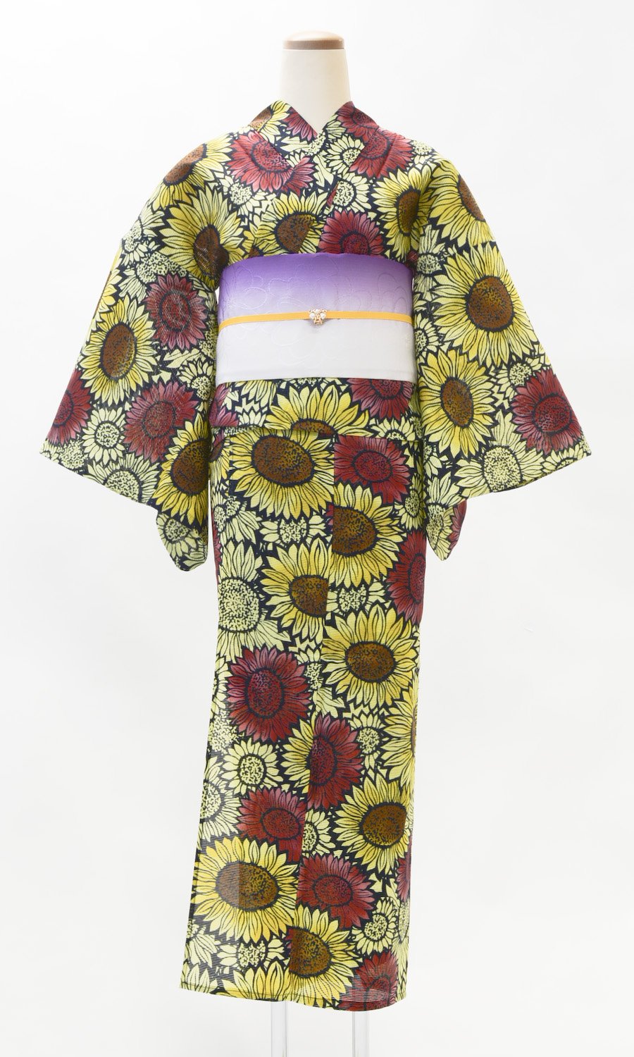 ズンダ✺美品 綿絽 雀 浴衣 着物 A3053 新品浴衣 綿麻 波千鳥 スミクロ - からん::アンティーク着物